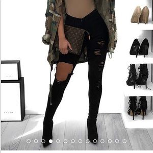 Fashion nova black distressed jeans